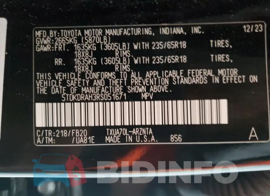 5TDKDRAH3RS051671 Photo# 13