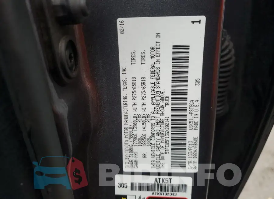 5TFEW5F13GX202141 Photo# 13