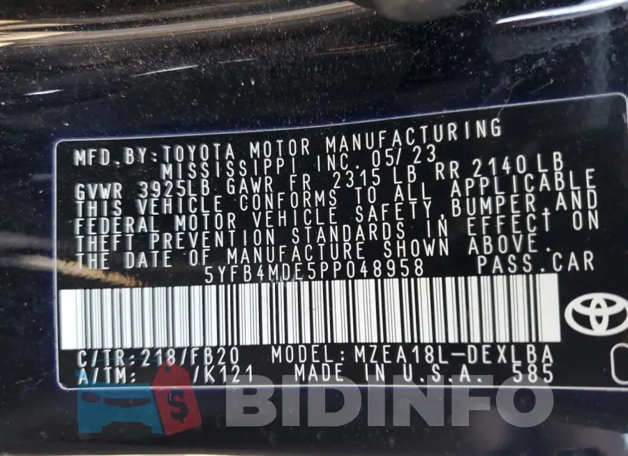 5YFB4MDE5PP048958 Photo# 13