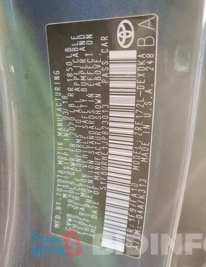 5YFBURHE1JP823013 Photo# 12