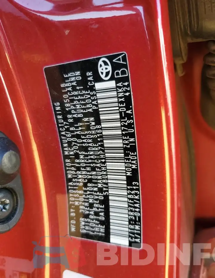 5YFBURHE4HP711168 Photo# 12