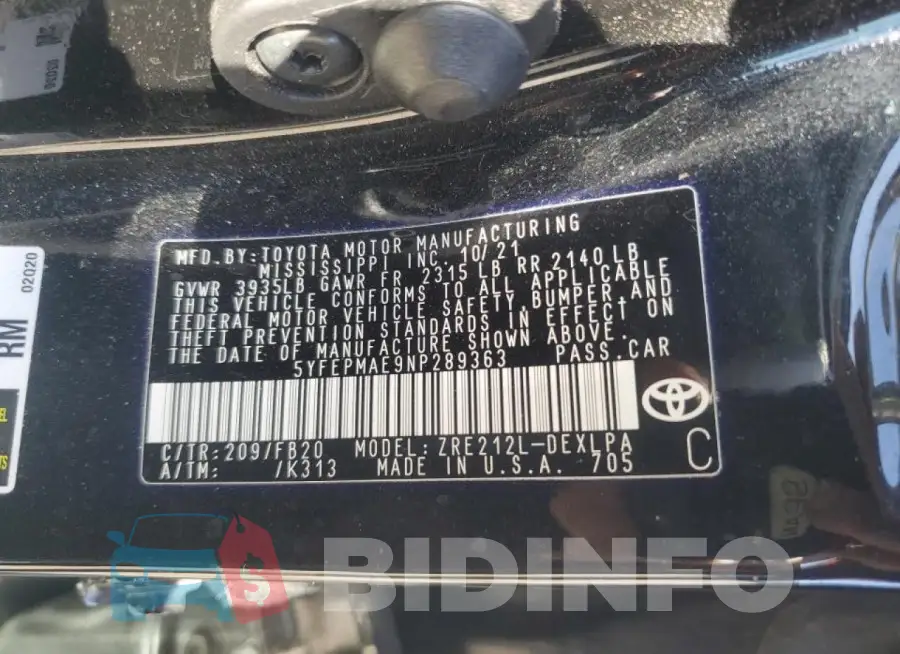 5YFEPMAE9NP289363 Photo# 12