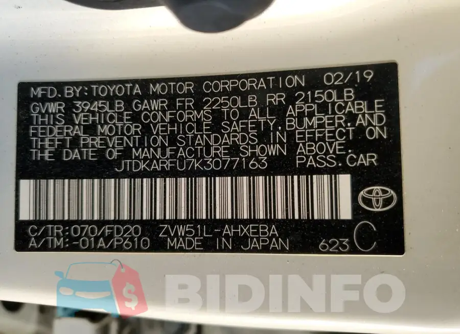 JTDKARFU7K3077163 Photo# 12