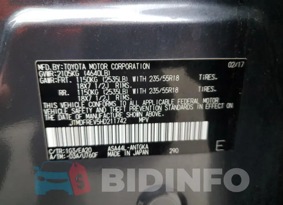JTMDFREV5HD211742 Photo# 13