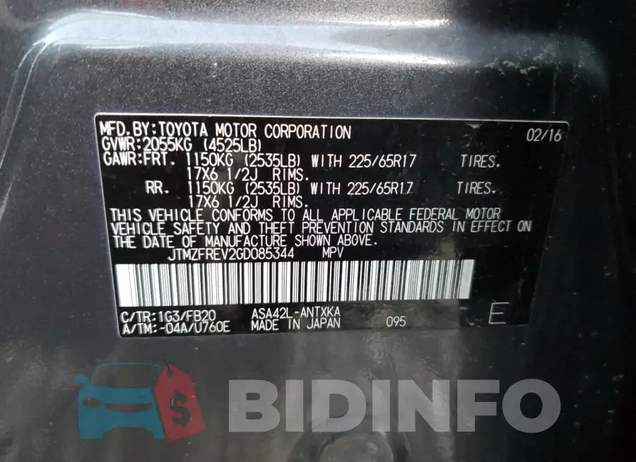 JTMZFREV2GD085344 Photo# 13