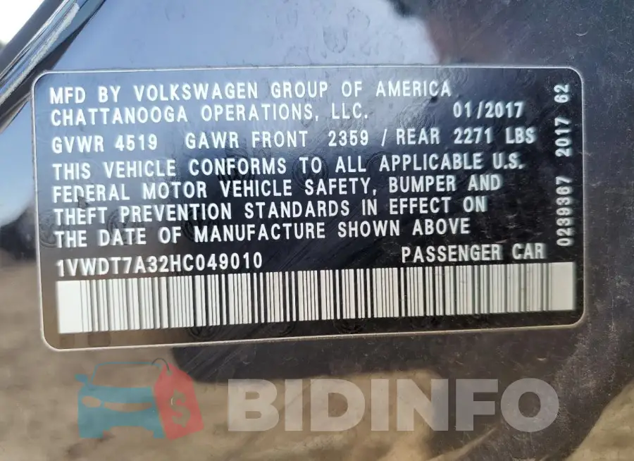 1VWDT7A32HC049010 Photo# 13