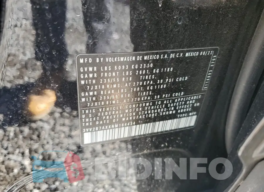 3VV2B7AXXNM164434 Photo# 13
