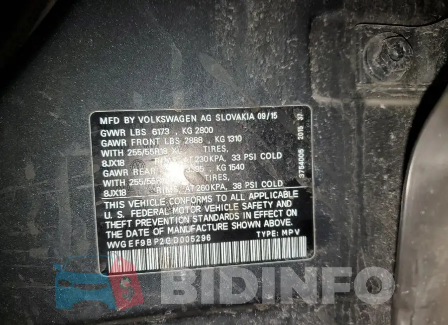 WVGEF9BP2GD005296 Photo# 12