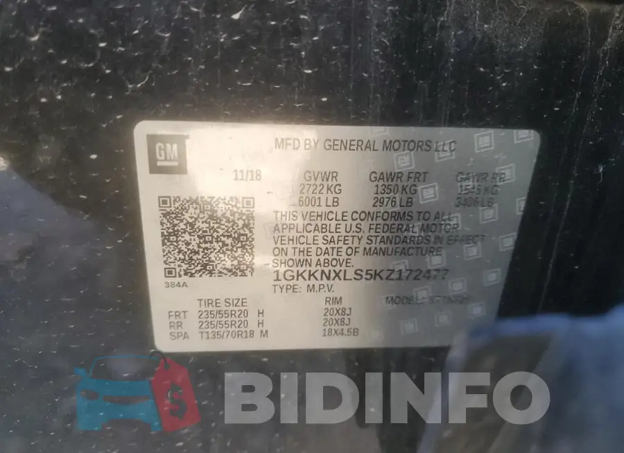 1GKKNXLS5KZ172477 Photo# 14