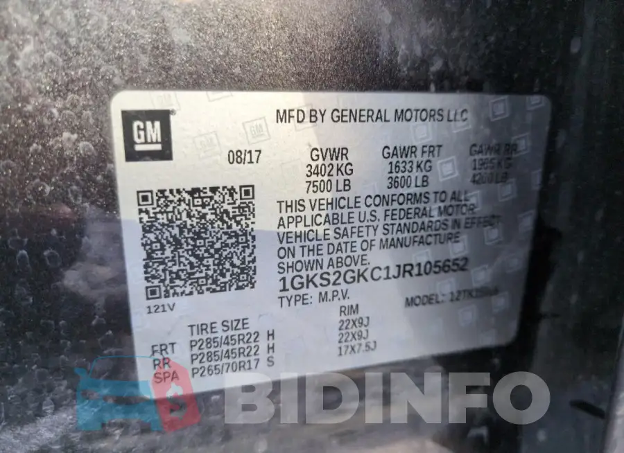 1GKS2GKC1JR105652 Photo# 13
