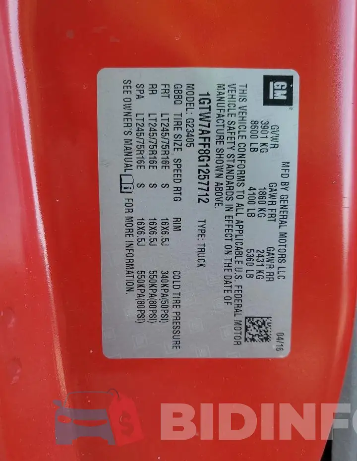 1GTW7AFF8G1257712 Photo# 13