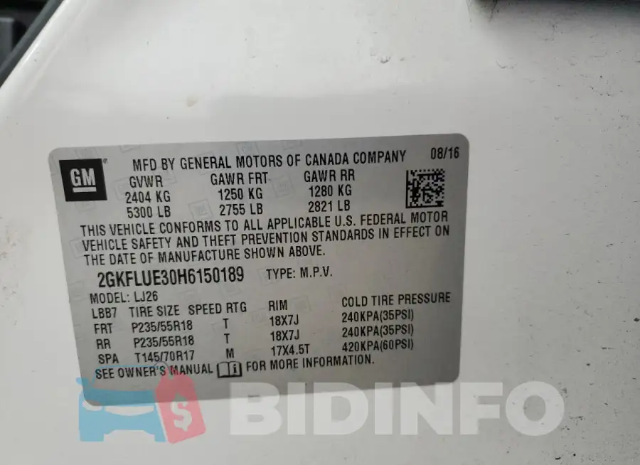2GKFLUE30H6150189 Photo# 13