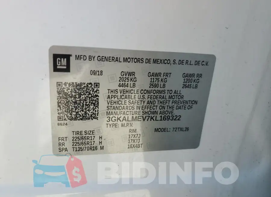3GKALMEV7KL169322 Photo# 14