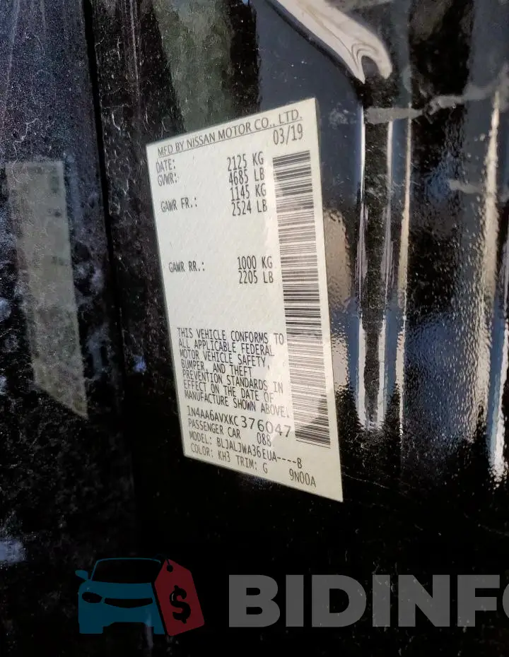 1N4AA6AVXKC376047 Photo# 13