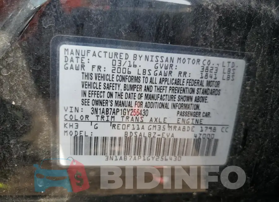 3N1AB7AP1GY256430 Photo# 12