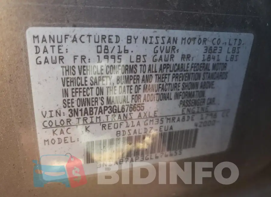 3N1AB7AP3GL676655 Photo# 12
