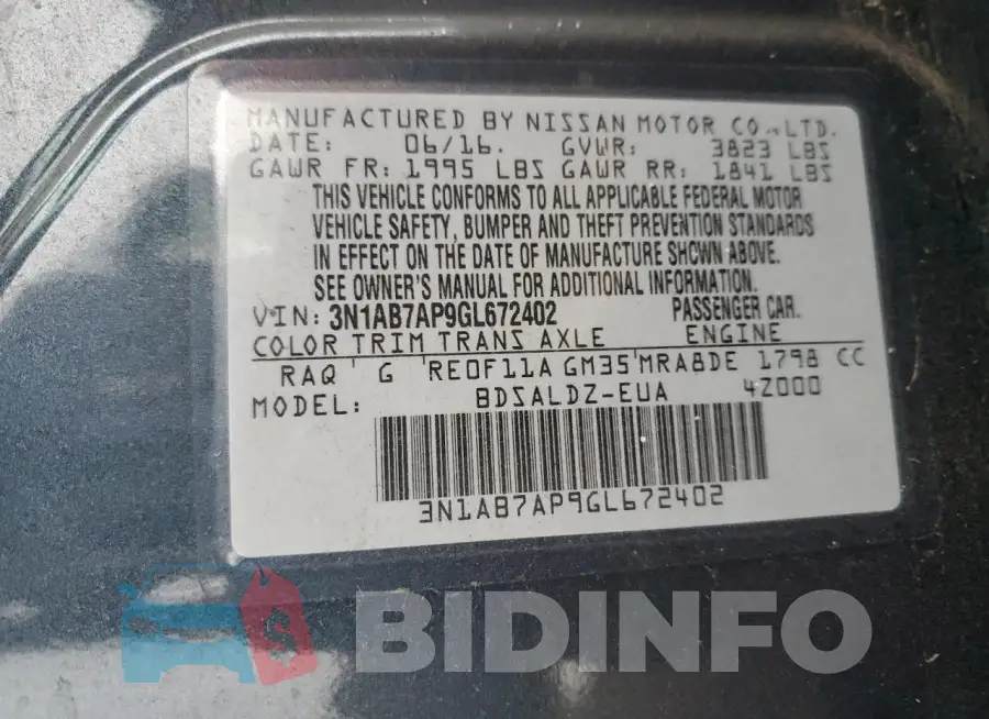 3N1AB7AP9GL672402 Photo# 12