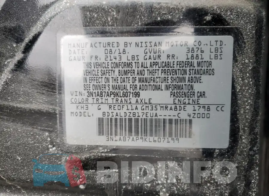 3N1AB7AP9KL607199 Photo# 13