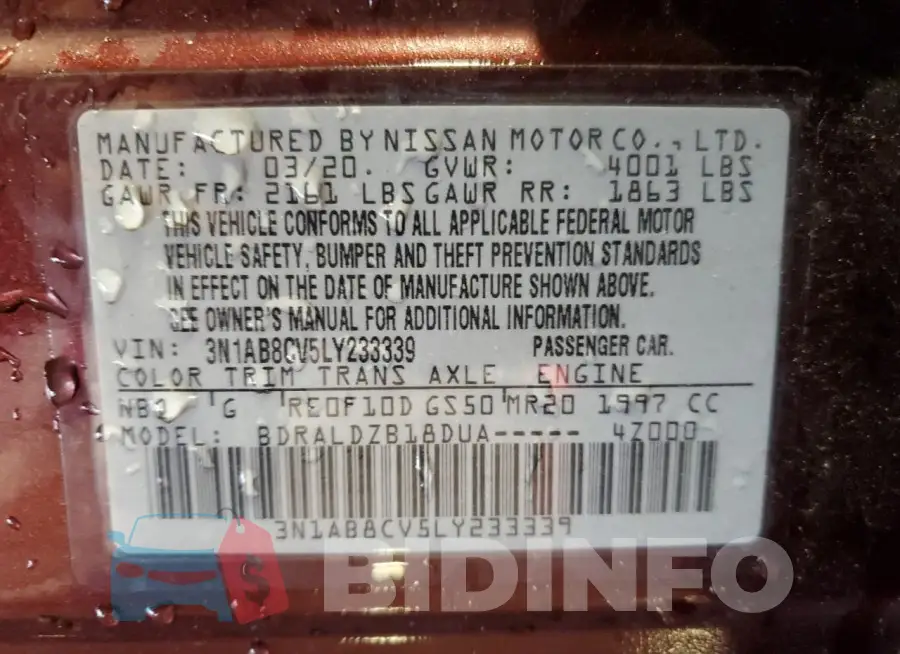 3N1AB8CV5LY233339 Photo# 13