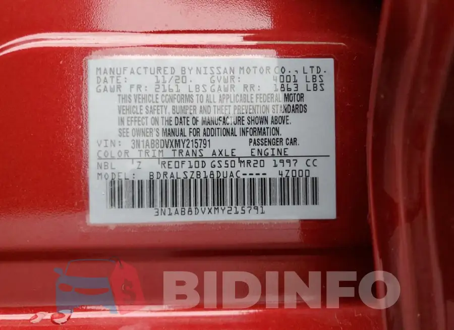3N1AB8DVXMY215791 Photo# 12