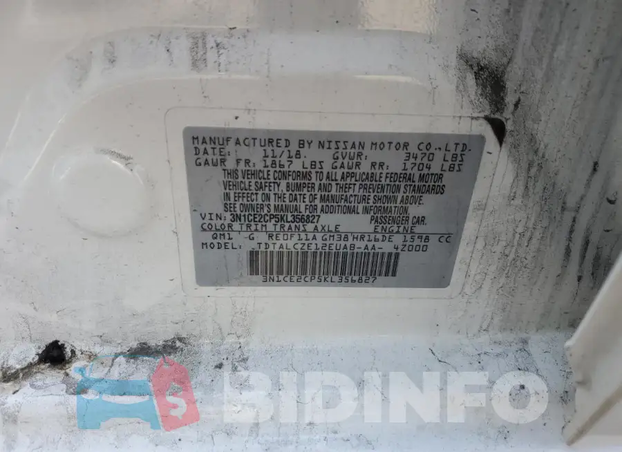 3N1CE2CP5KL356827 Photo# 12