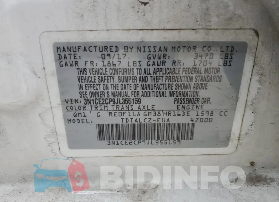 3N1CE2CP9JL355159 Photo# 13