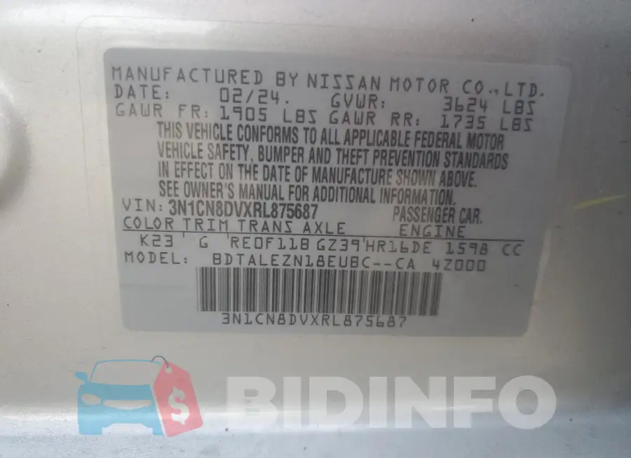 3N1CN8DVXRL875687 Photo# 12