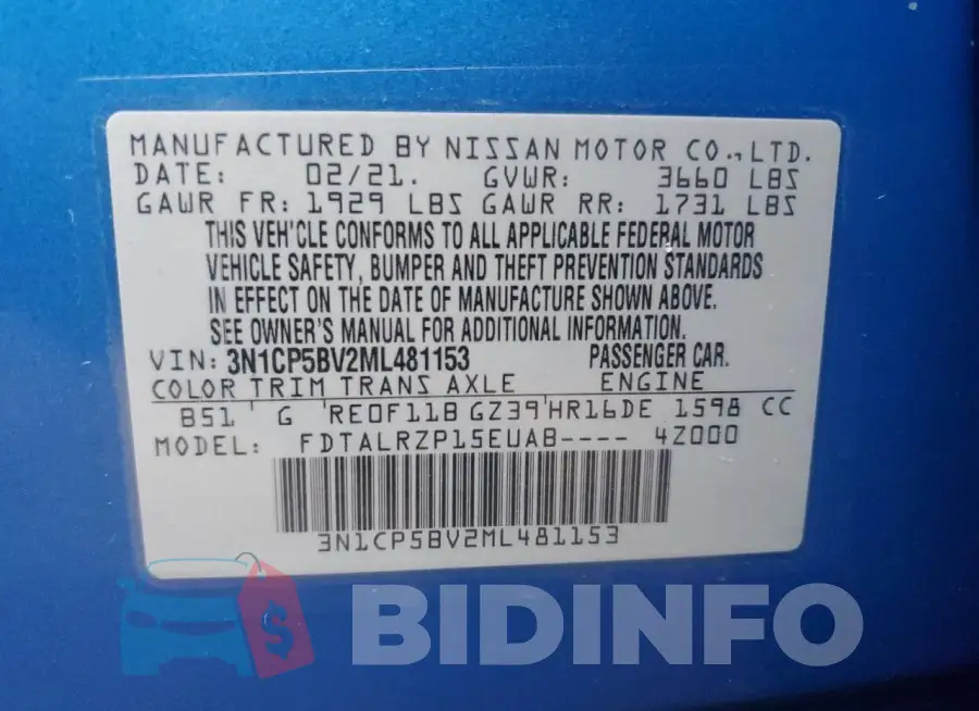 3N1CP5BV2ML481153 Photo# 14
