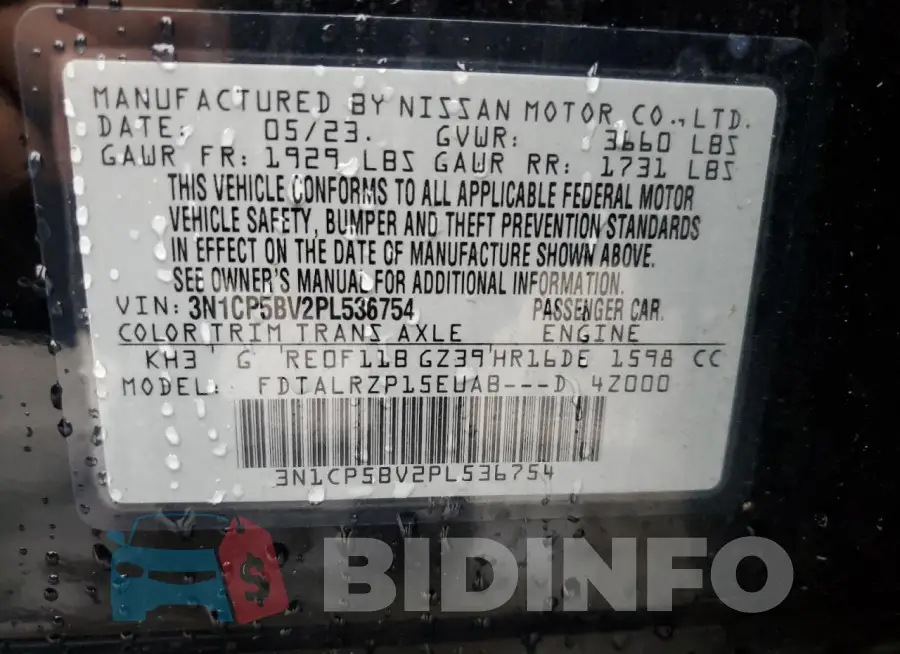 3N1CP5BV2PL536754 Photo# 13