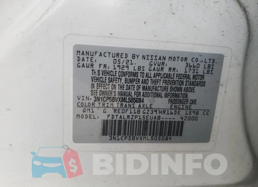 3N1CP5BVXML505084 Photo# 13
