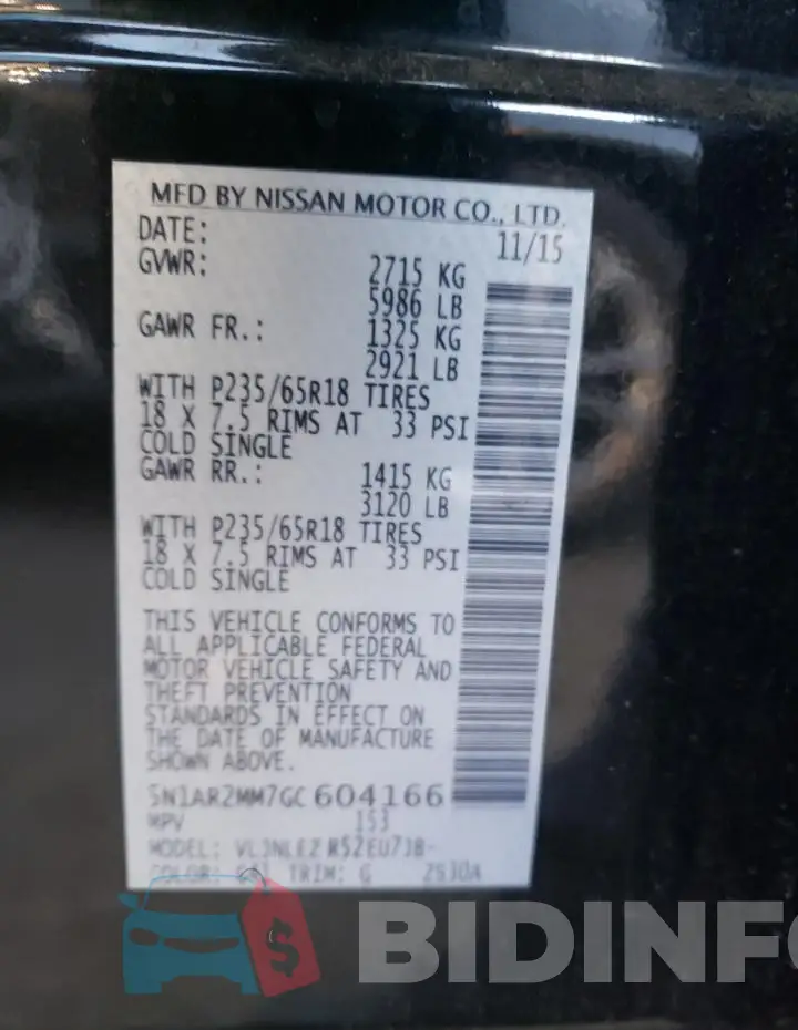 5N1AR2MM7GC604166 Photo# 13