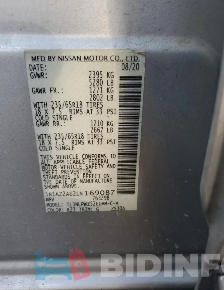 5N1AZ2AS2LN169087 Photo# 12