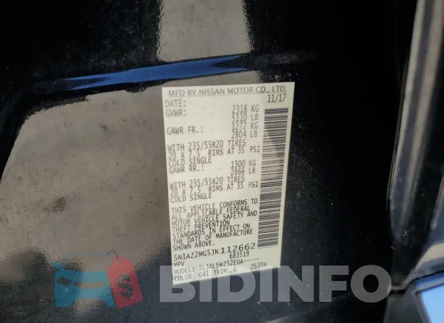 5N1AZ2MG5JN112662 Photo# 12