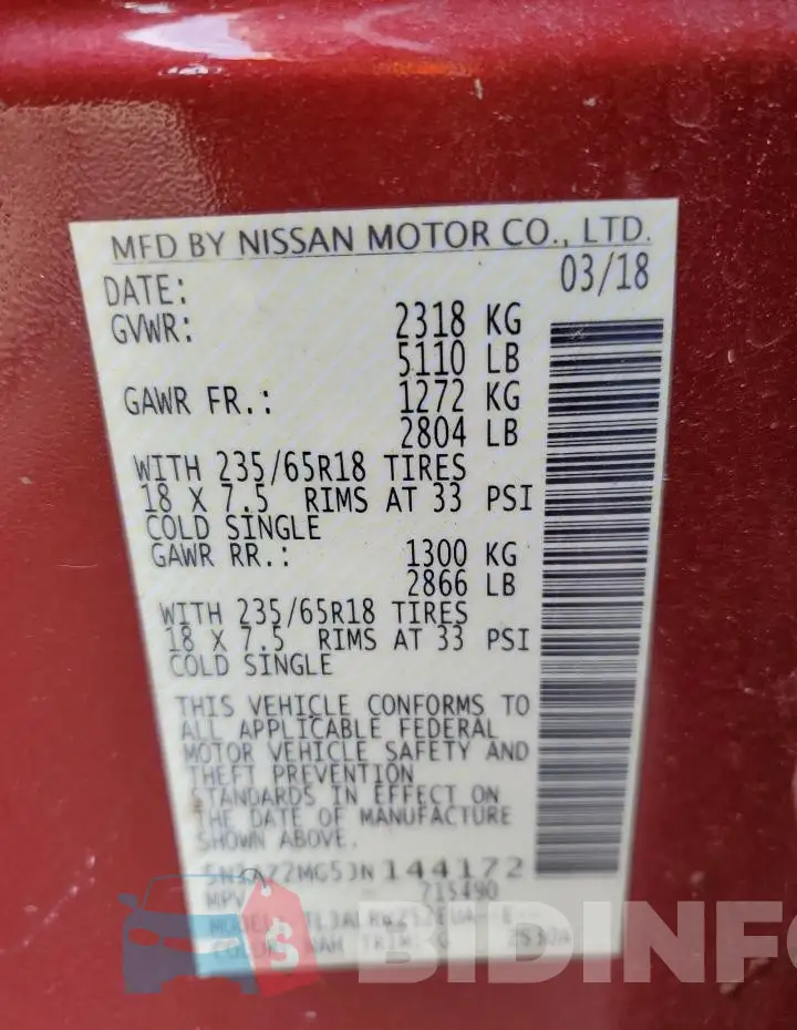 5N1AZ2MG5JN144172 Photo# 13