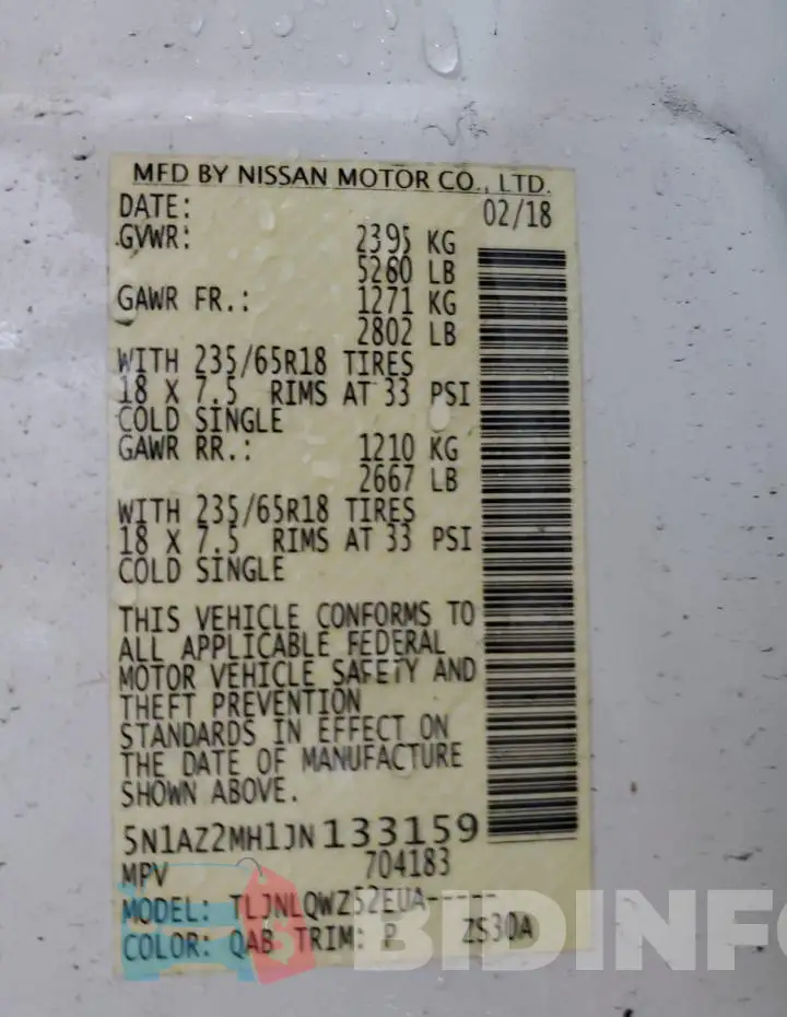 5N1AZ2MH1JN133159 Photo# 14
