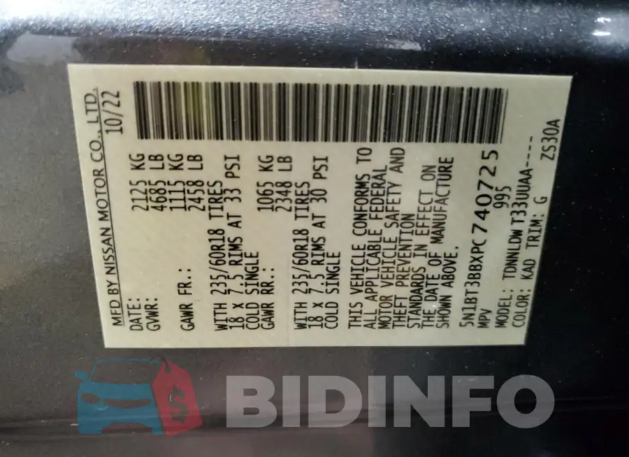 5N1BT3BBXPC740725 Photo# 14