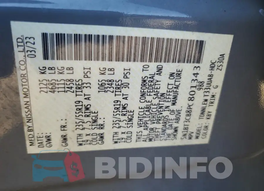 5N1BT3CB8PC801343 Photo# 14