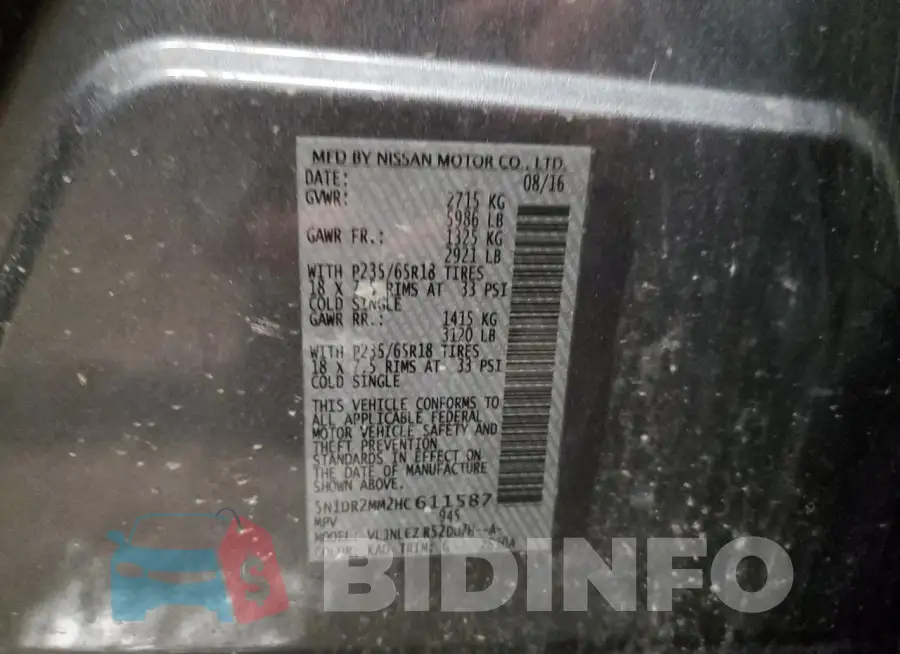 5N1DR2MM2HC611587 Photo# 13