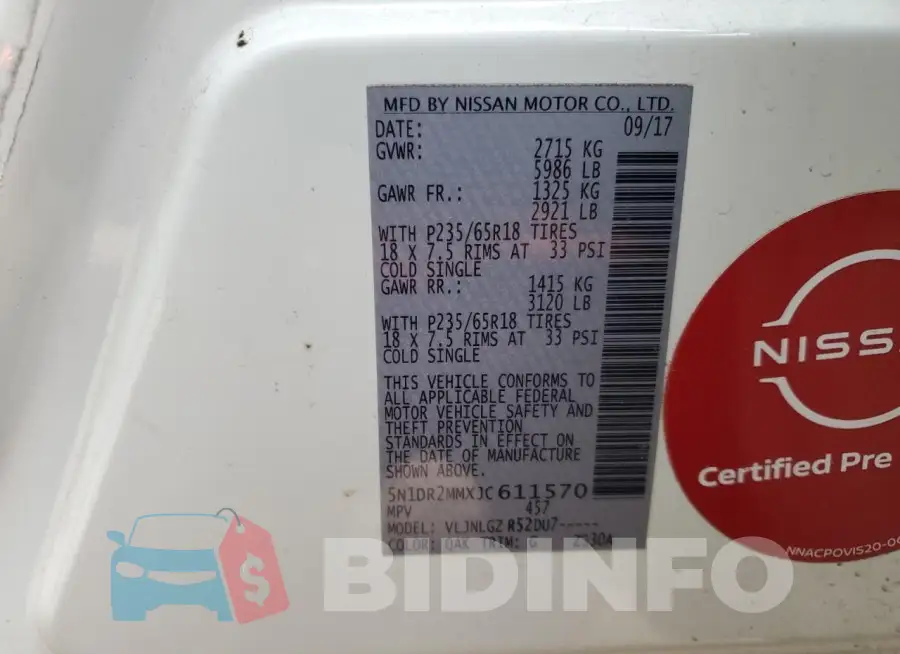 5N1DR2MMXJC611570 Photo# 13