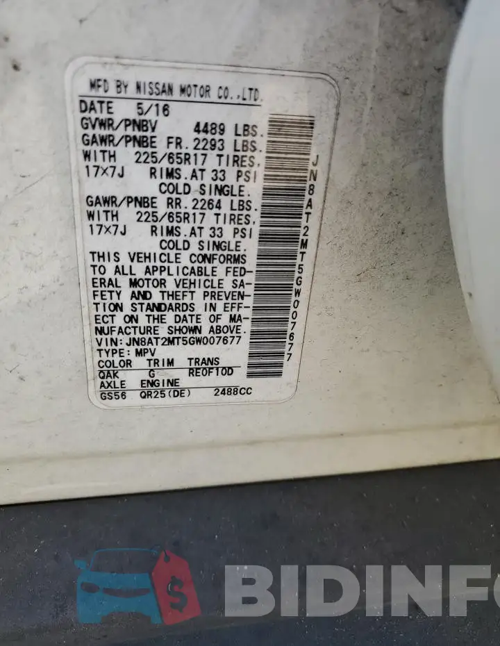 JN8AT2MT5GW007677 Photo# 12