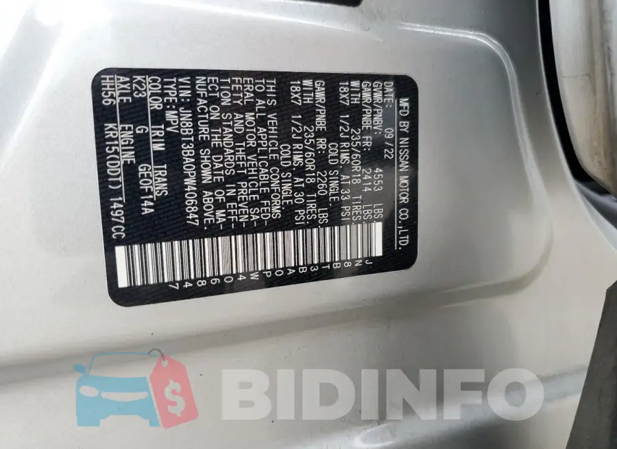 JN8BT3BA0PW406847 Photo# 13