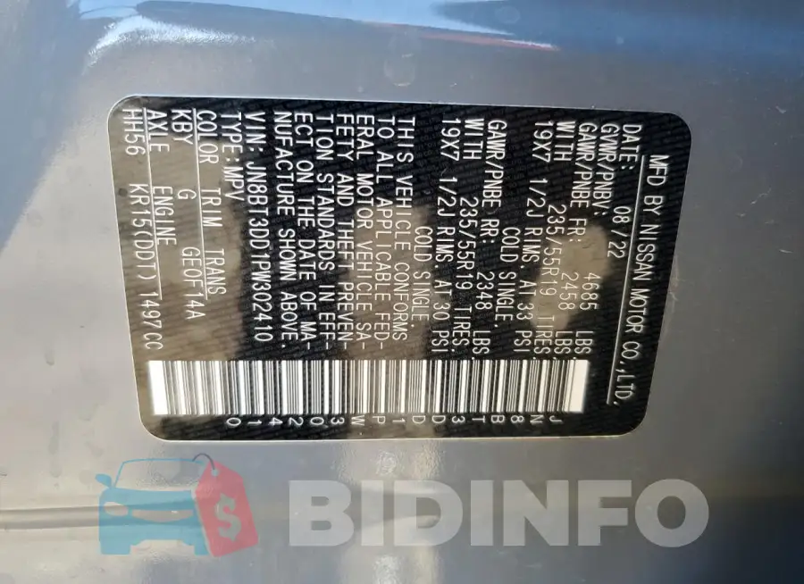 JN8BT3DD1PW302410 Photo# 13