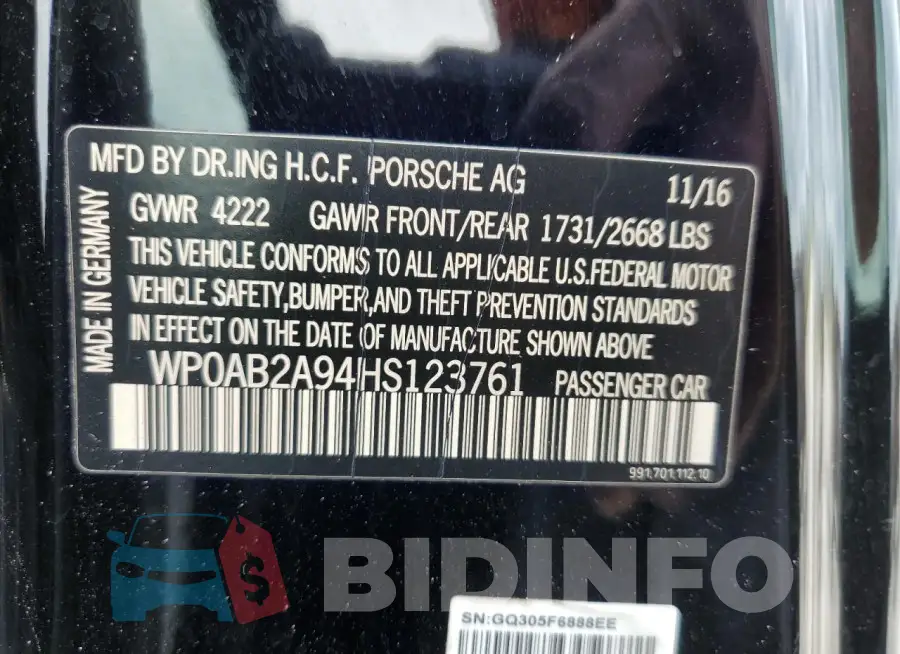 WP0AB2A94HS123761 Photo# 12