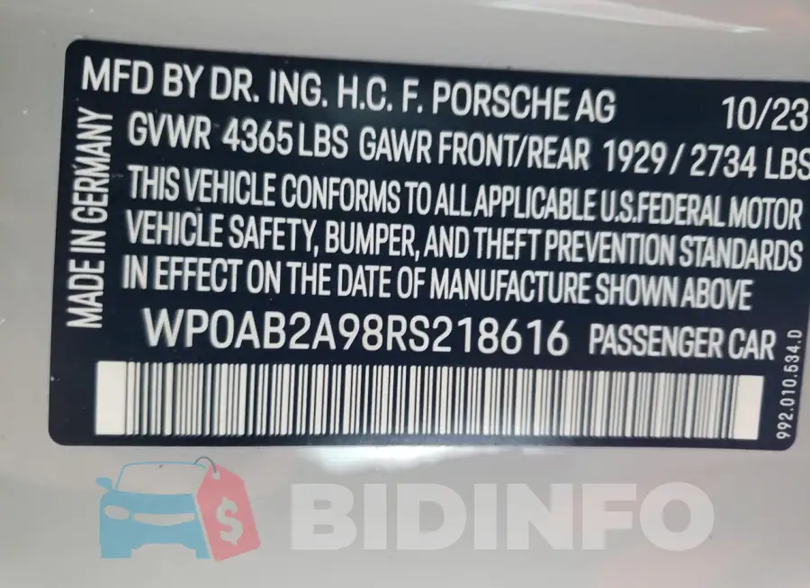 WP0AB2A98RS218616 Photo# 12