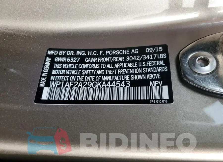 WP1AF2A29GKA44543 Photo# 14