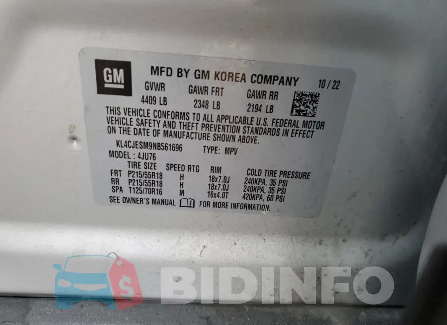 KL4CJESM9NB561696 Photo# 13