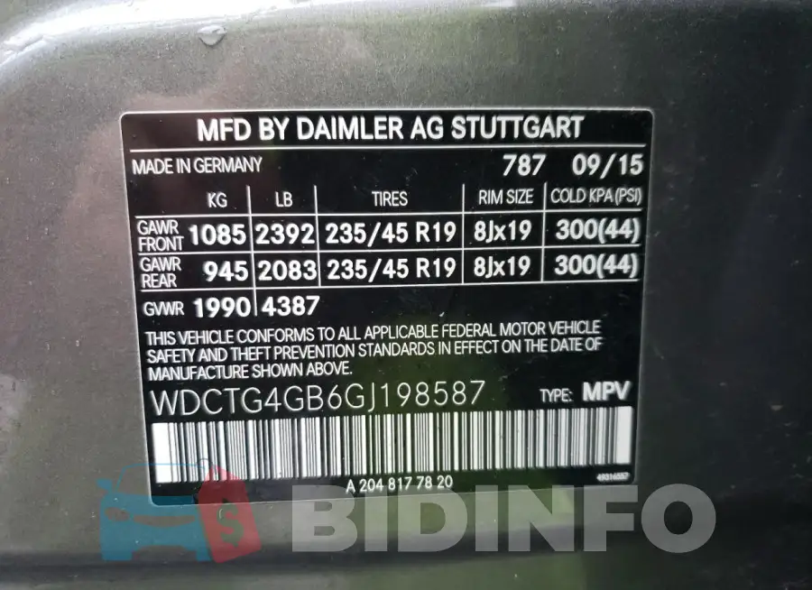 WDCTG4GB6GJ198587 Photo# 13