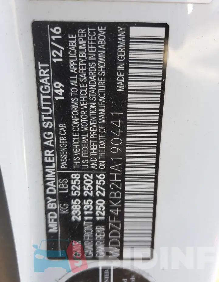 WDDZF4KB2HA190441 Photo# 12