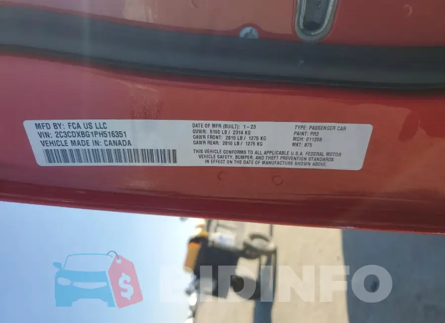 2C3CDXBG1PH516351 Photo# 12