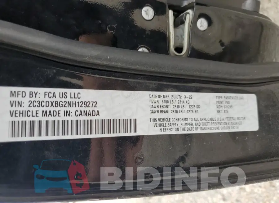 2C3CDXBG2NH129272 Photo# 12